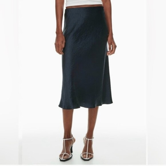 BABATON Satin Slip Midi Skirt Blue 00 Aritzia - Picture 4 of 16